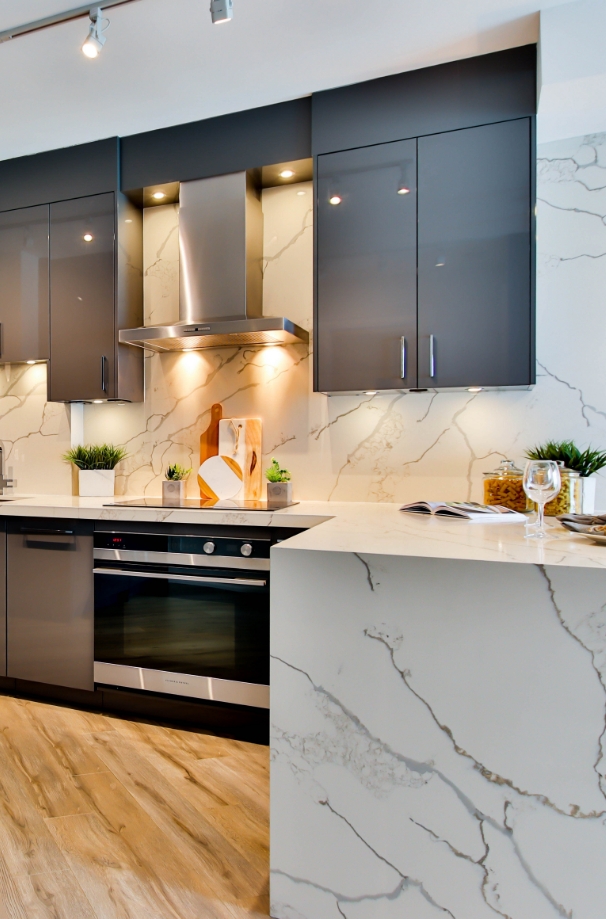 Elegantly finished granite countertop enhancing a modern Islip home's kitchen.